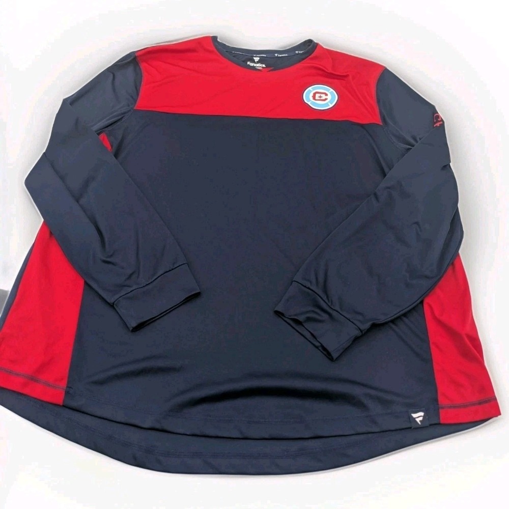 Chicago Fire Performance Shirt Size 5XL Blue Red FC Striker Long Sleeve Fanatics